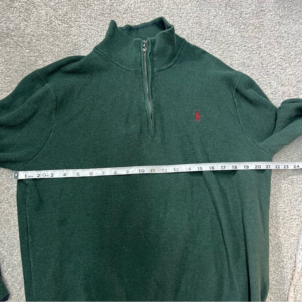 Polo Ralph Lauren Sweater Mens Extra large Green Pima Pique Knit Quarter Zip - Picture 3 of 7